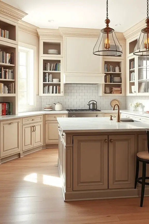 elegant kitchen bookshelf design