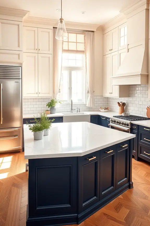 elegant kitchen color blocking