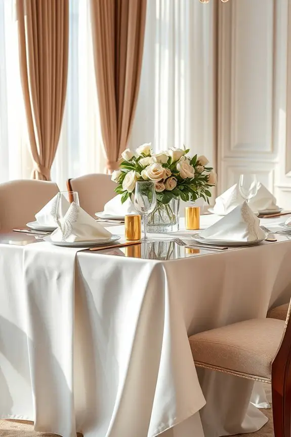 elegant linens enhance dining