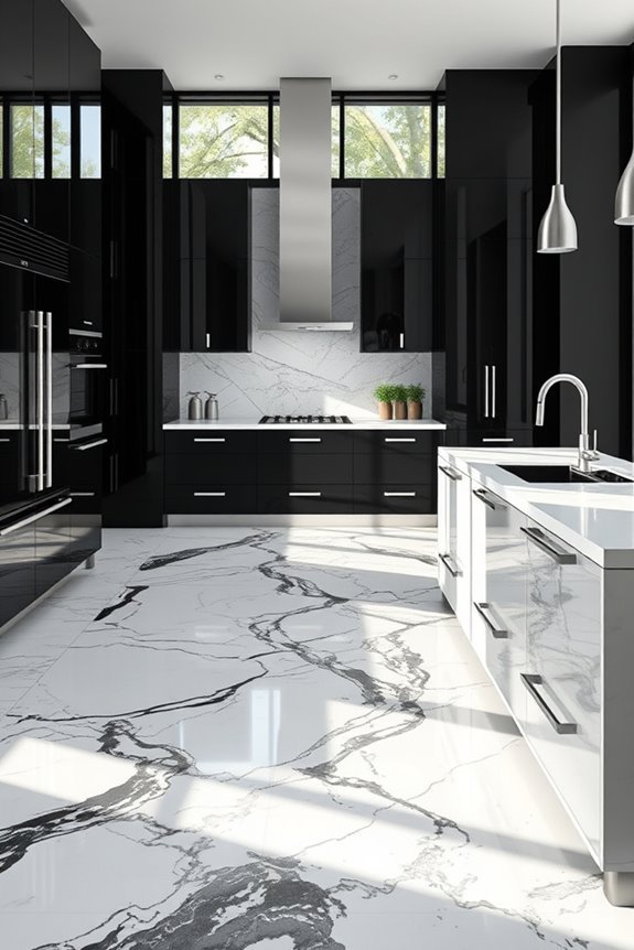 elegant marble kitchen flooring