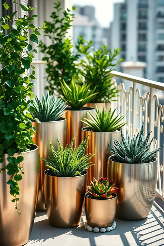 elegant metallic planter aesthetics
