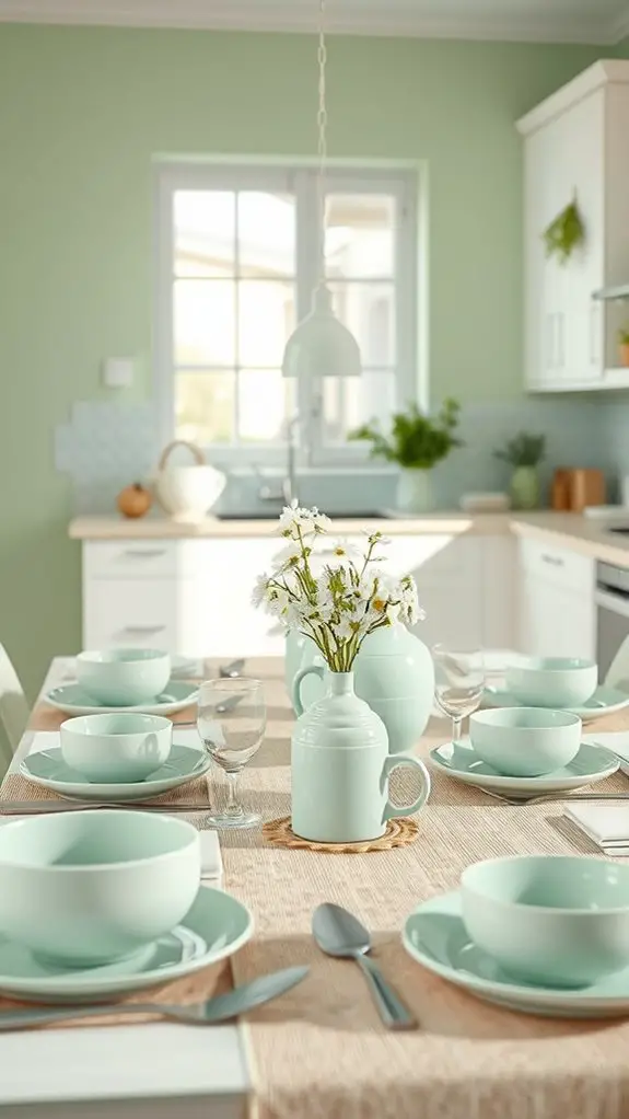 elegant mint green tableware