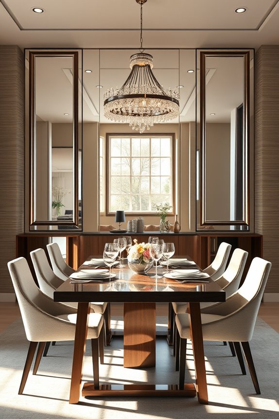 elegant mirrored dining accents