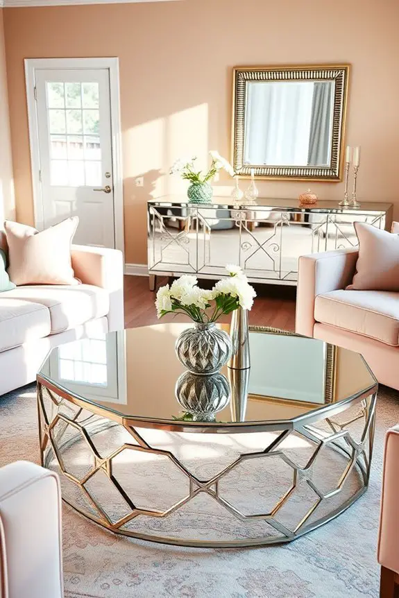 elegant mirrored furniture accents