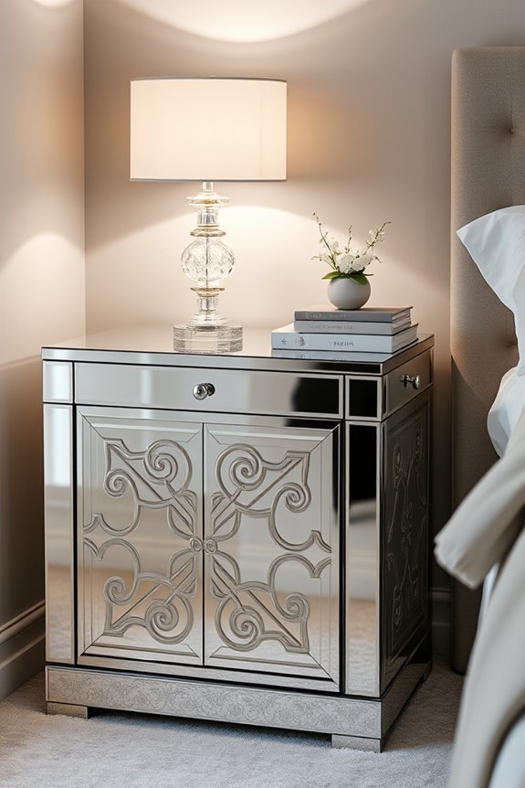 elegant mirrored nightstand design