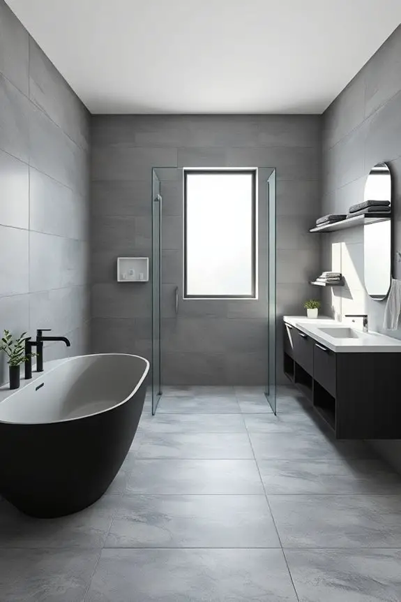 elegant monochromatic bathroom makeover