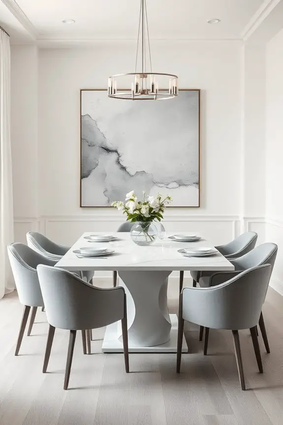 elegant monochromatic dining design