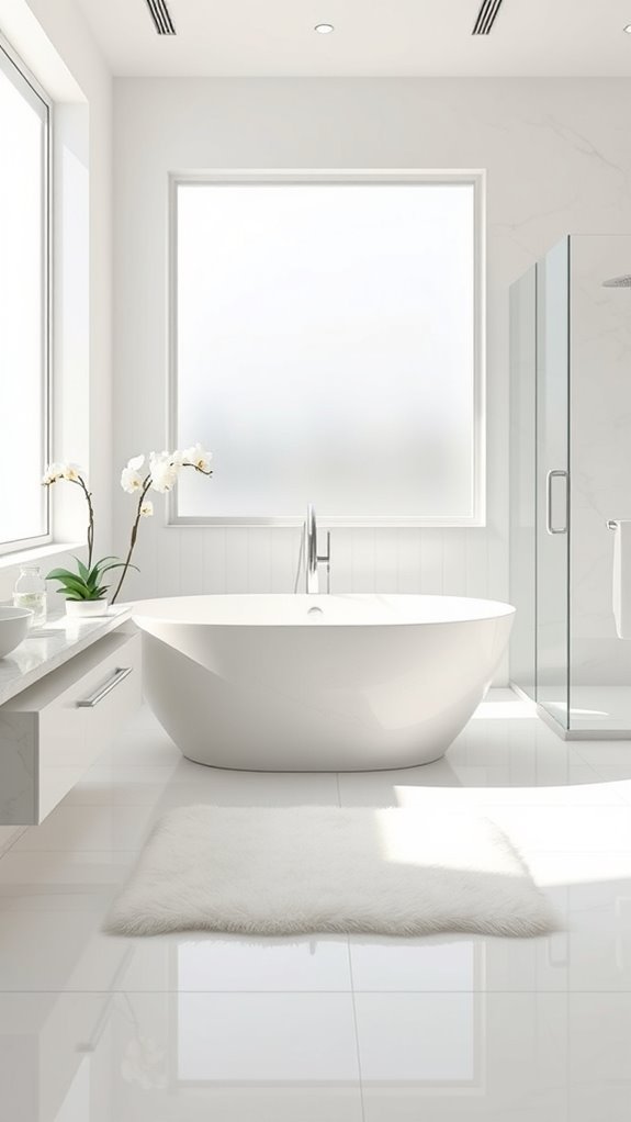 elegant monochromatic white bathroom