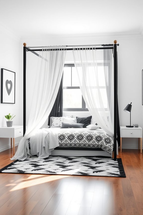 elegant monochrome canopy bed