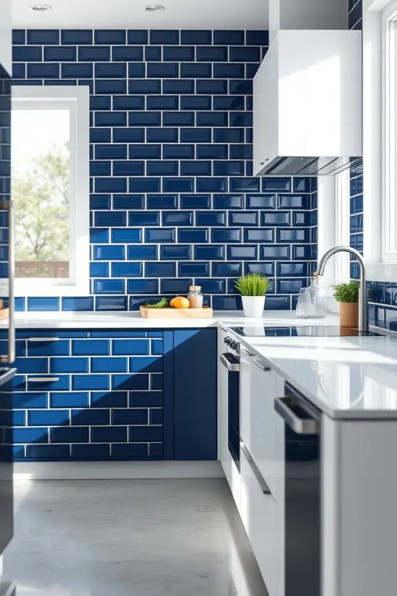 elegant navy blue tiles