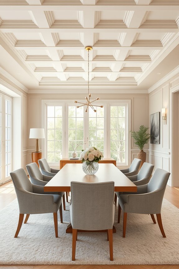 elegant neutral coffered ceiling