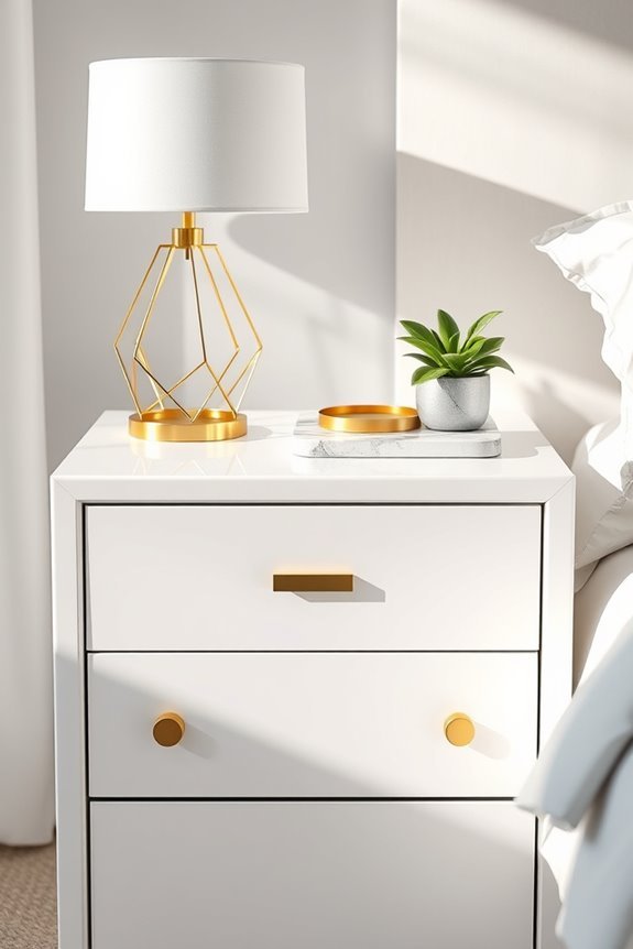 elegant nightstand gold accents
