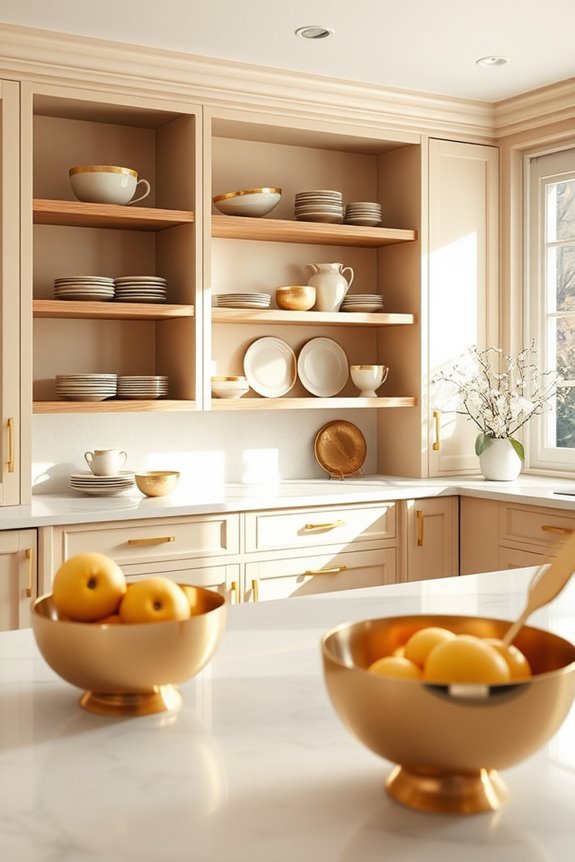 elegant open shelving accents