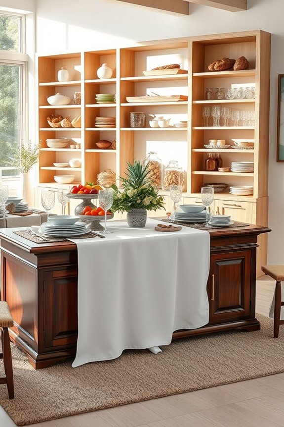 elegant open shelving buffet