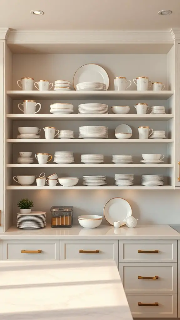 elegant open shelving display