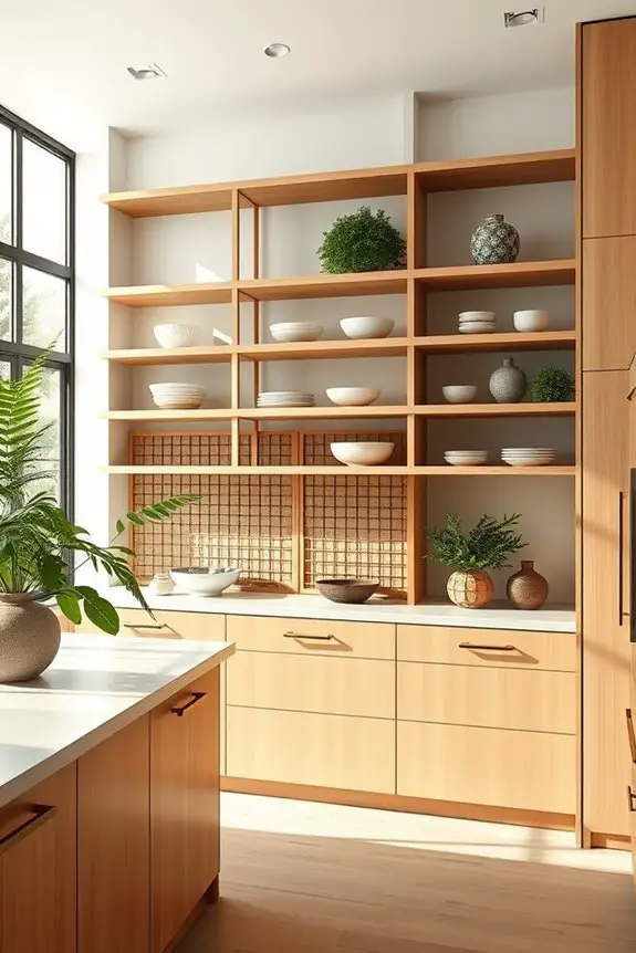 elegant open shelving display