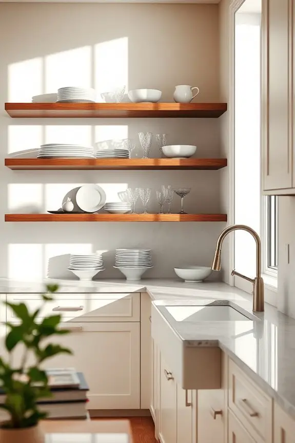 elegant open shelving display