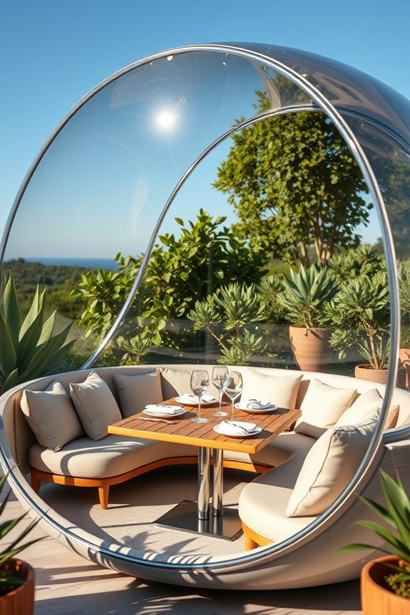 elegant outdoor dining pods