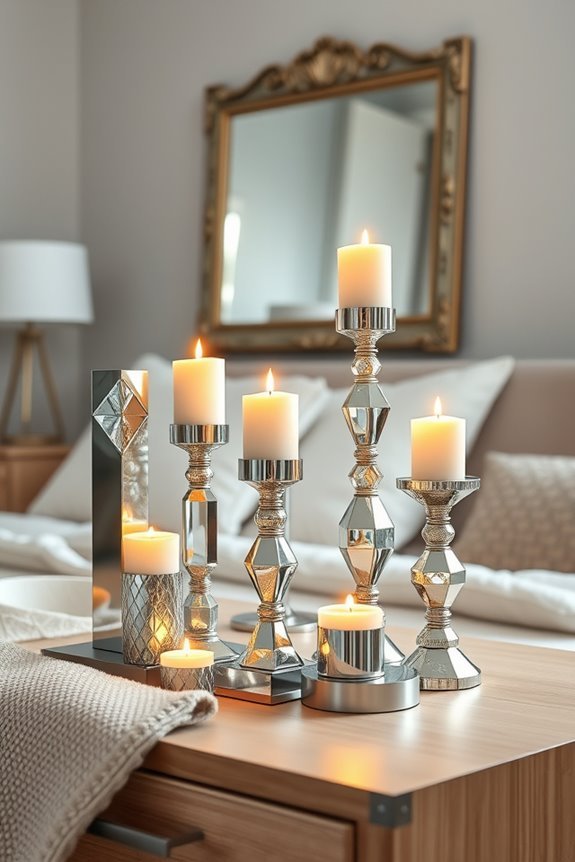 elegant reflective candle holders
