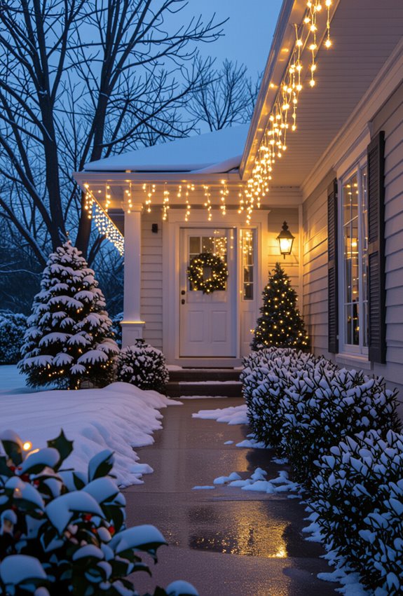 elegant roofline lighting display