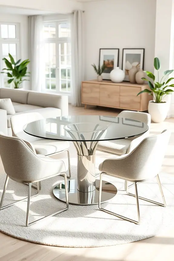 elegant round glass table
