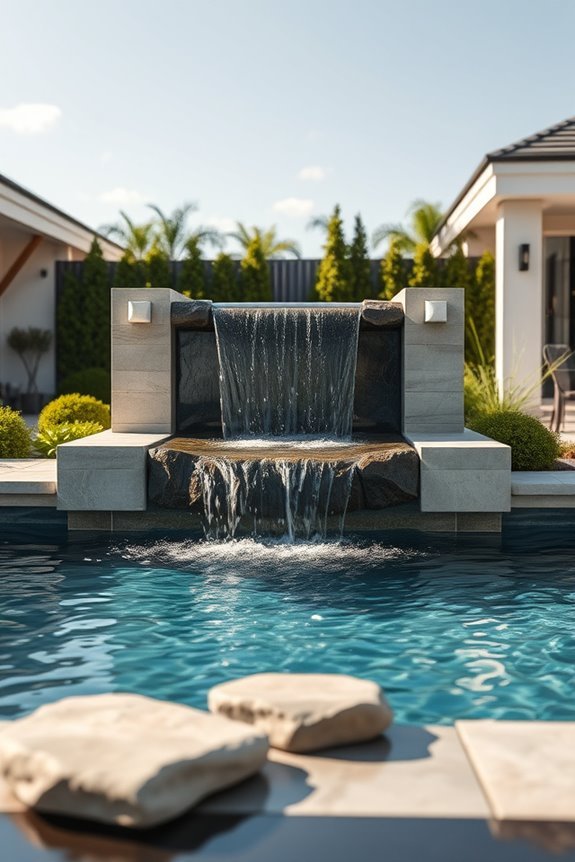 elegant serene waterfall oasis