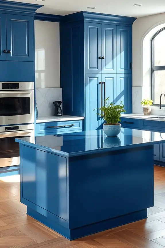 elegant steel blue kitchen