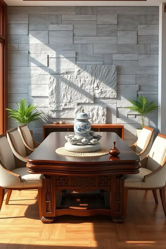 elegant stone dining accents