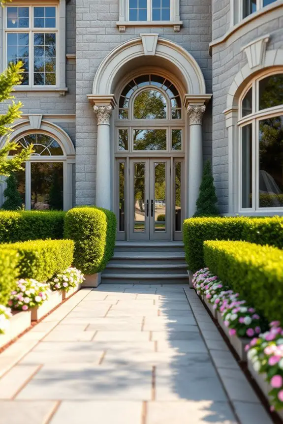 elegant stonework enhances facades