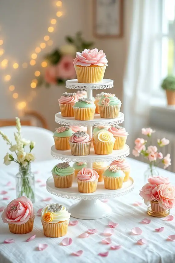 elegant tiered cupcake display