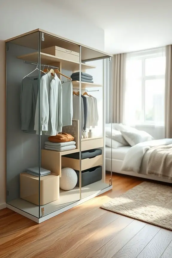 elegant transparent glass wardrobes