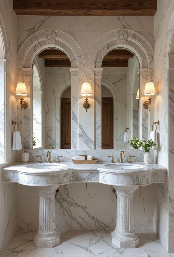 elegant twin marble vanities