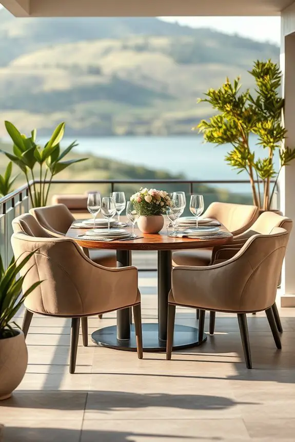elegant upholstered outdoor dining