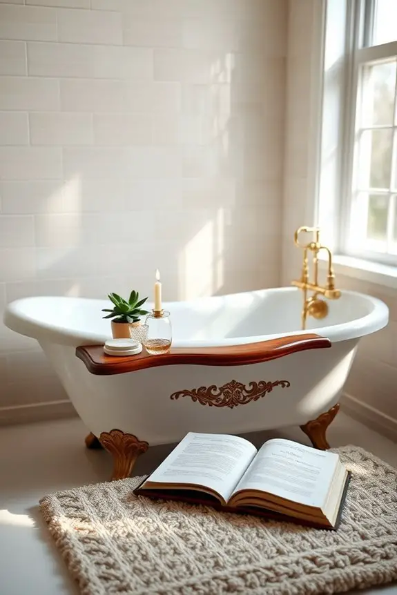elegant vintage bathtub tray