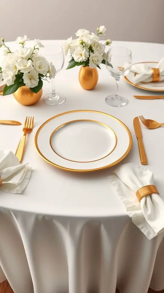 elegant white and gold tableware
