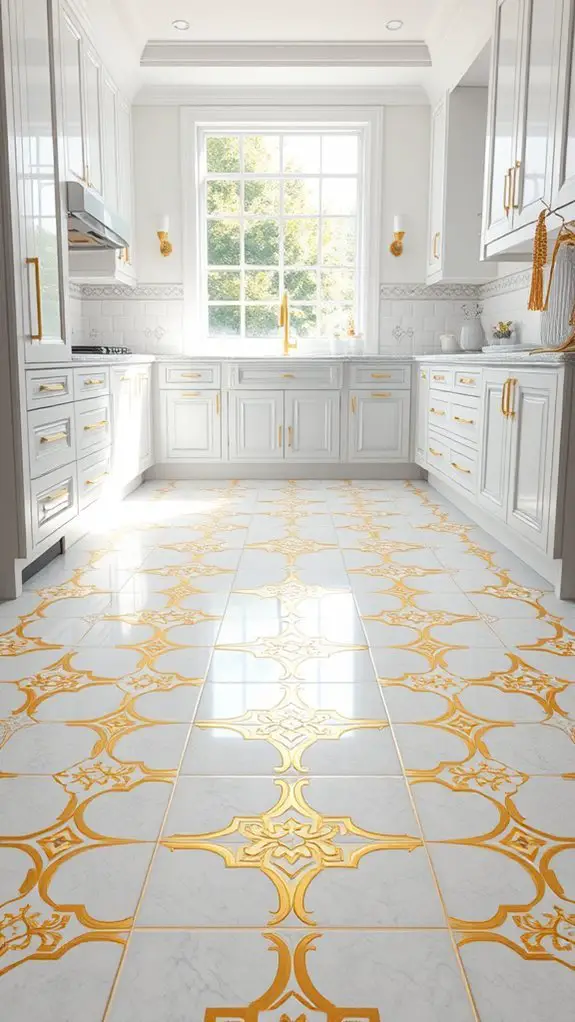 elegant white and gold tiles