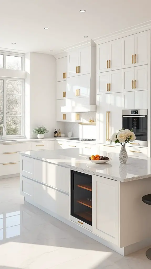 elegant white cabinets contrast