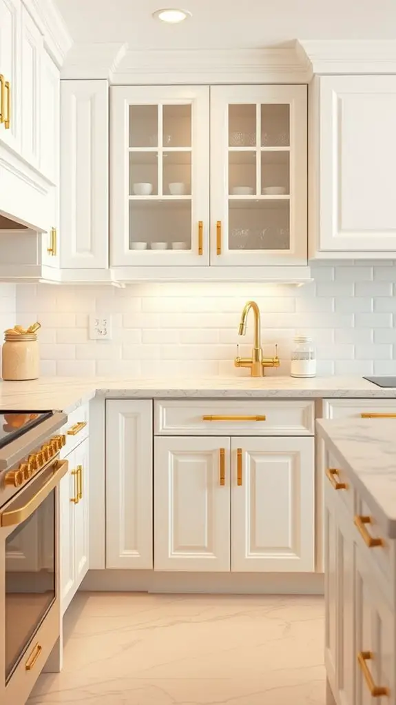 elegant white cabinets gold accents