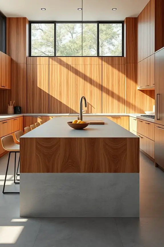 elegant wood concrete cabinetry combo