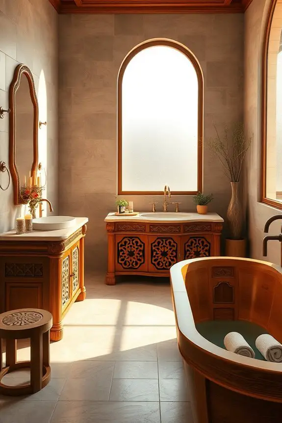 elegant wooden bathroom accents