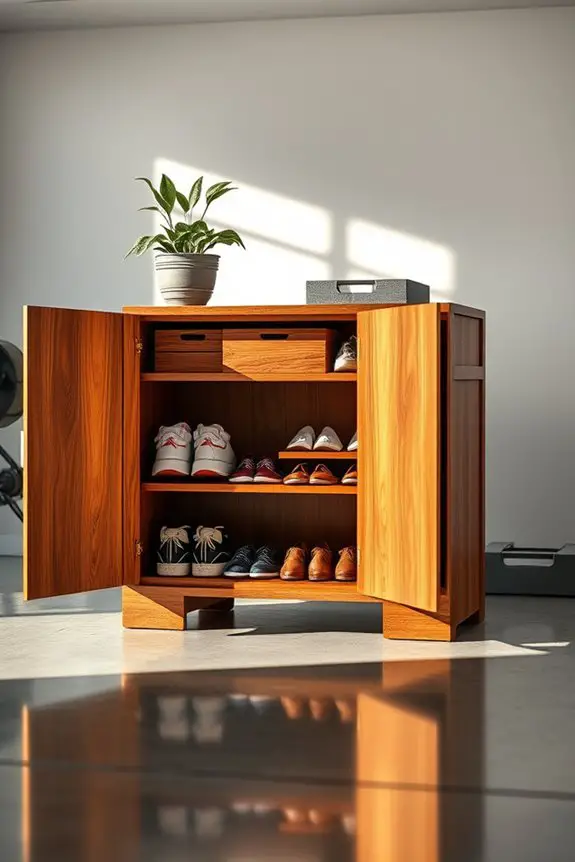 elegant wooden shoe storage