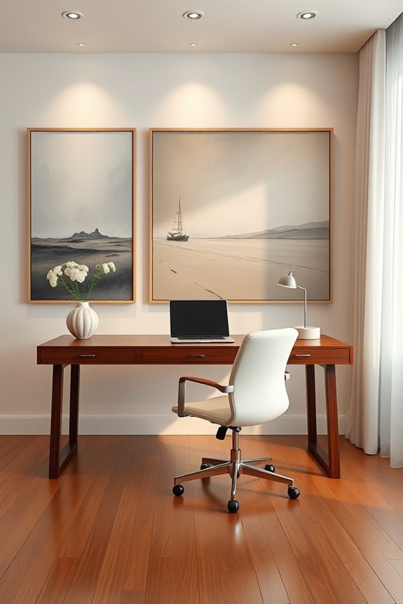 elegant workspace art display