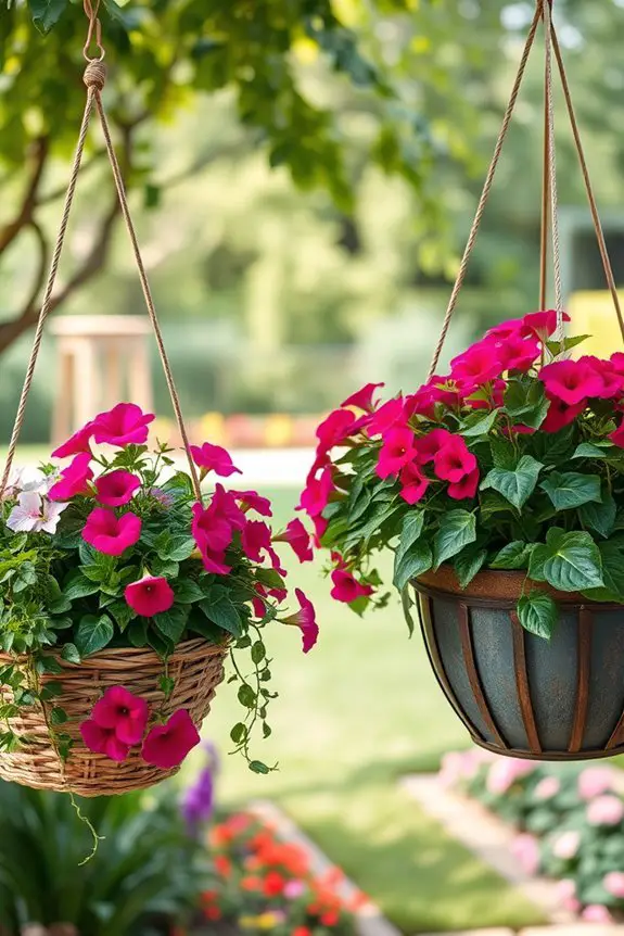 elevate garden with hanging baskets