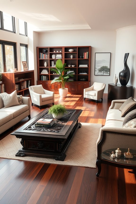 elevate space with dark wood