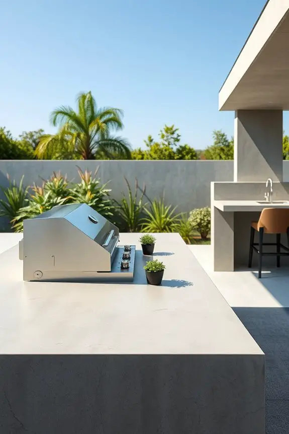 elevated concrete cooking surface