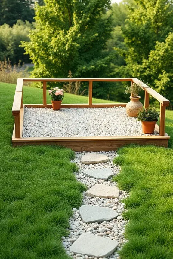 elevated gravel outdoor oasis