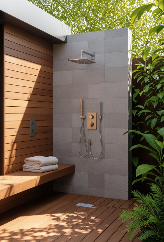 elevated teak spa deck