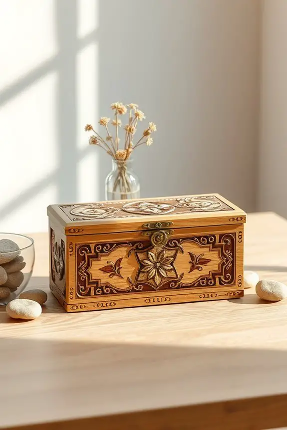 embellished wooden shoe boxes