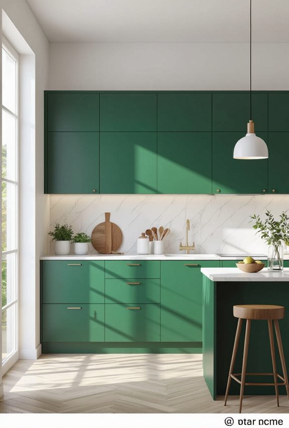 emerald cabinets with brass