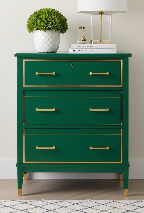 emerald dresser with gold